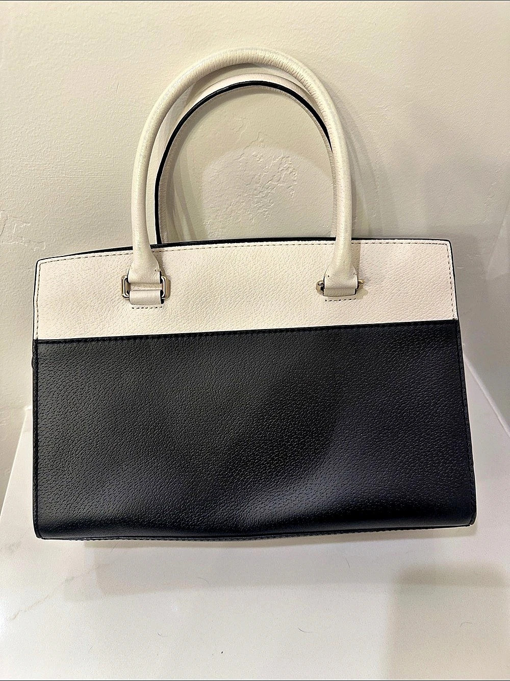 Kate Spade Color Block Satchel in Black & cream